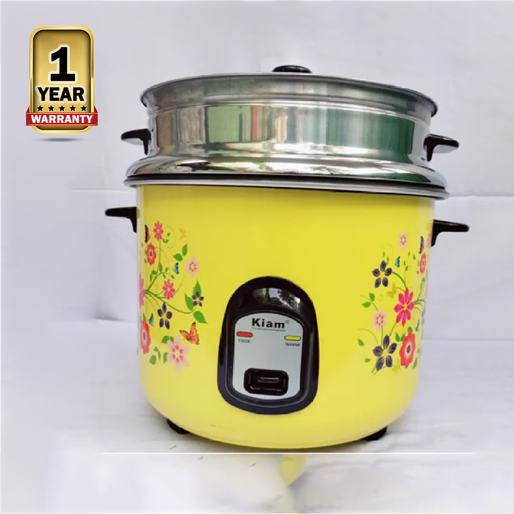 Kiam SFB-5702 Stainless Steel Double Pot Rice Cooker - 1.8 Liter - Silver and Yellow