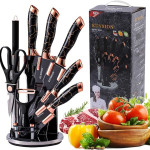 Dovr Kitchen Knife Set -8 pcs Stainless Steel Knife Block Chef Knife Set with Rotating Acrylic Stan