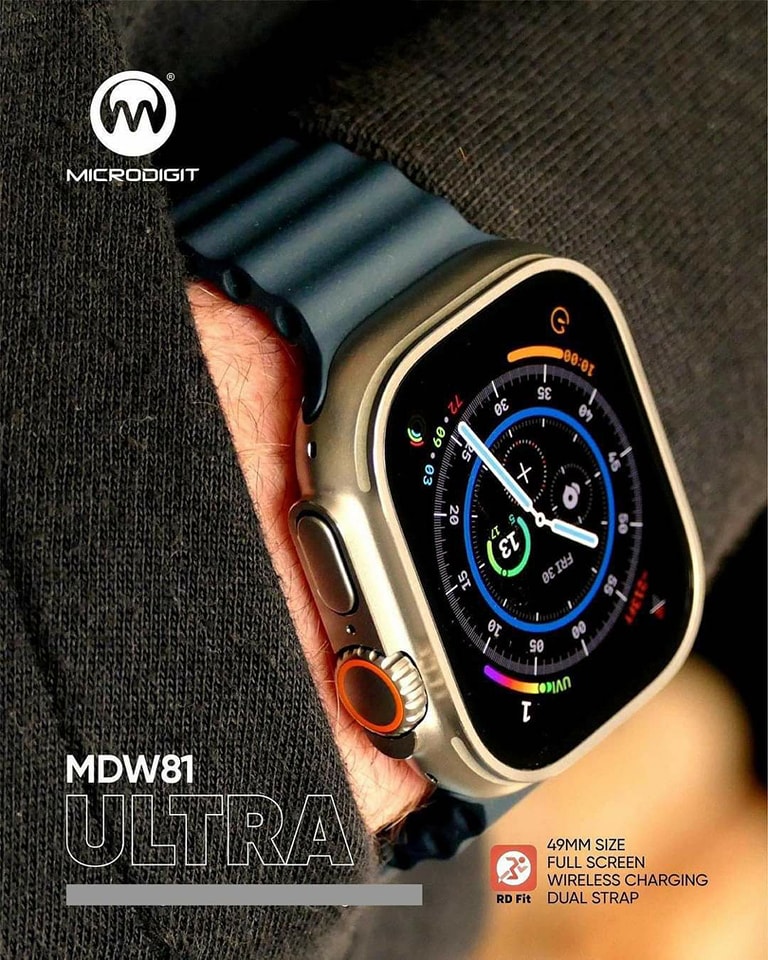 Microdigit Smart Watch MDW81 Ultra 49MM 1.96" Full Touch Screen Wireless Charging BT Calling NFC